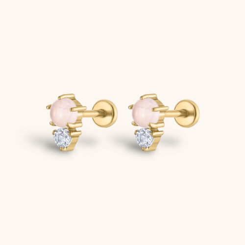 Pink Quartz and White Topaz Nap Earrings